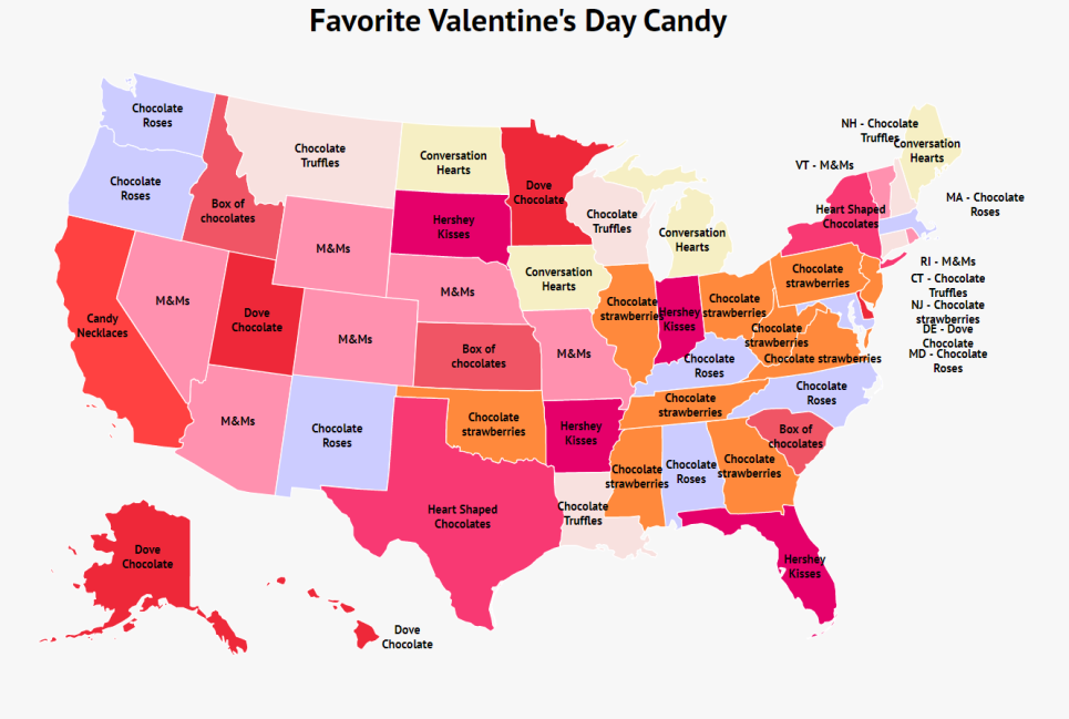 States Favorite Valentine’s Day Candy